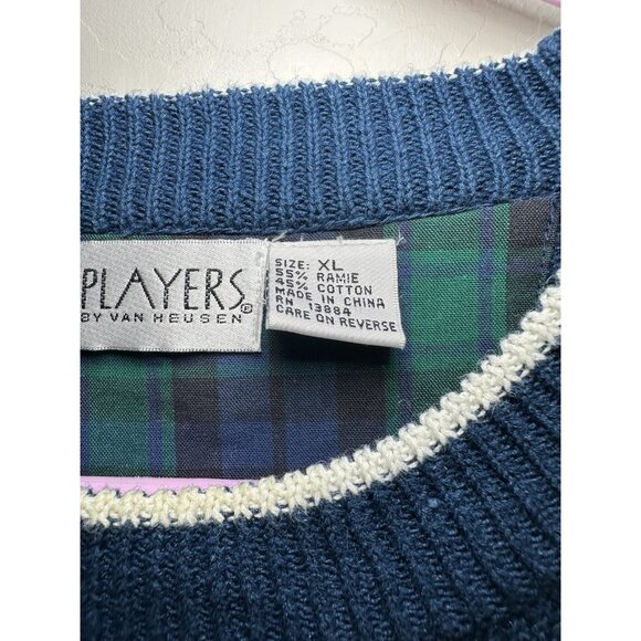 VTG 1990s Grandpacore Golf Sweater All Over Print  XL Ugly Sweater Elbow Patches - Picture 5 of 10